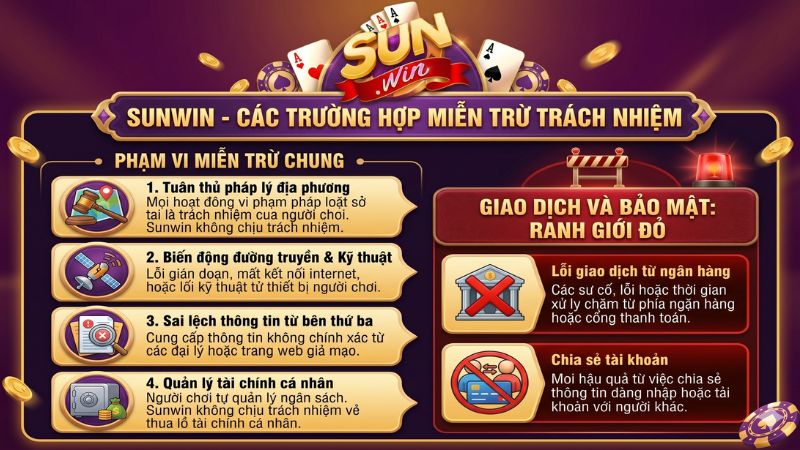 Các trường hợp Sunwin miễn trừ trách nhiệm