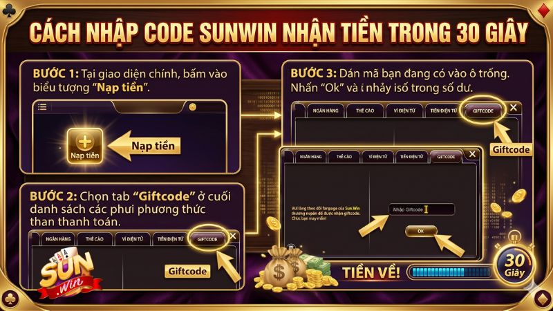 Cách Nhập Code Sunwin Nhận Tiền Trong 30 Giây